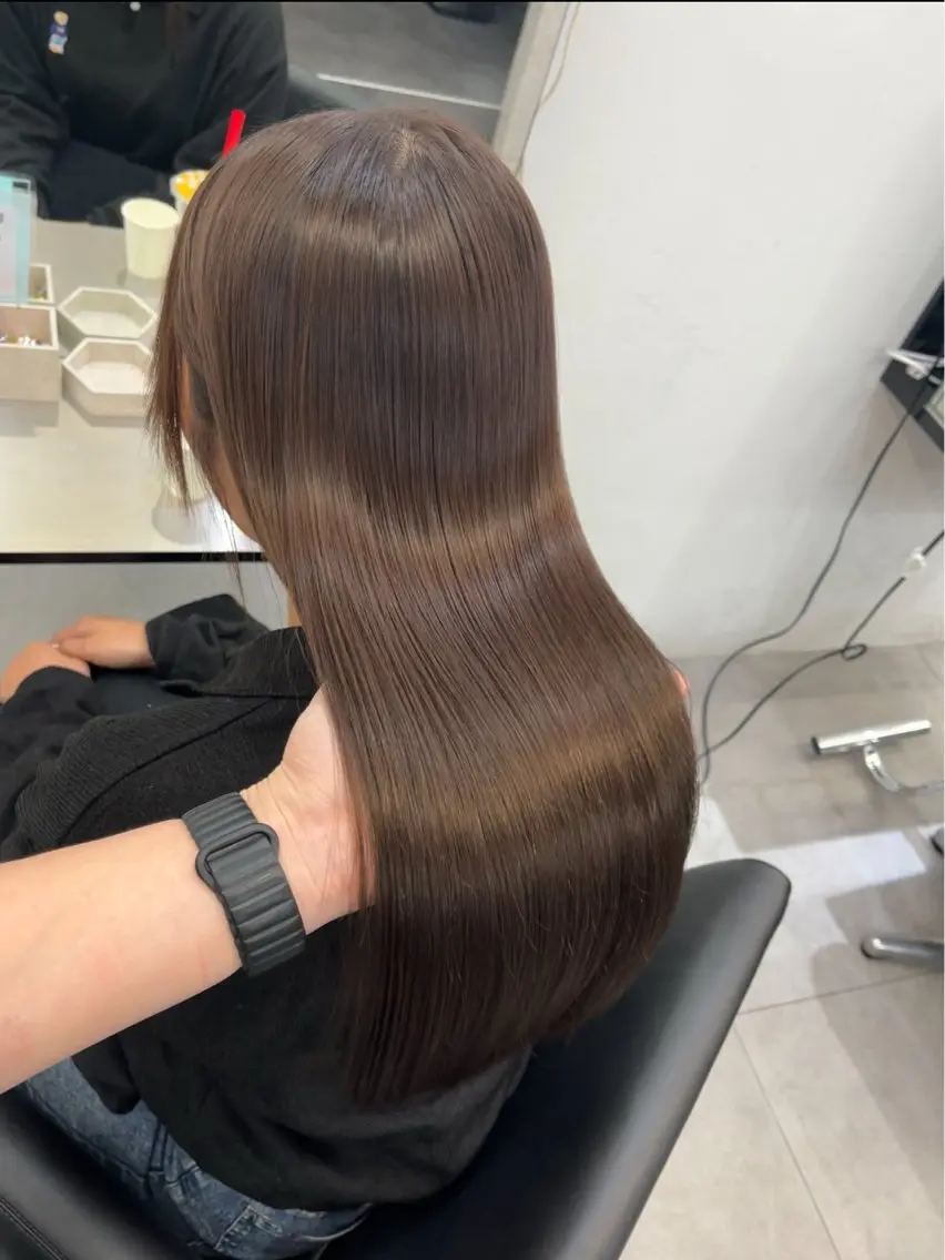 ロング カット ヘアカラー 縮毛矯正 トリートメント 髪質改善/縮毛矯正 梅田茶屋町/西尾祐作のヘアスタイル