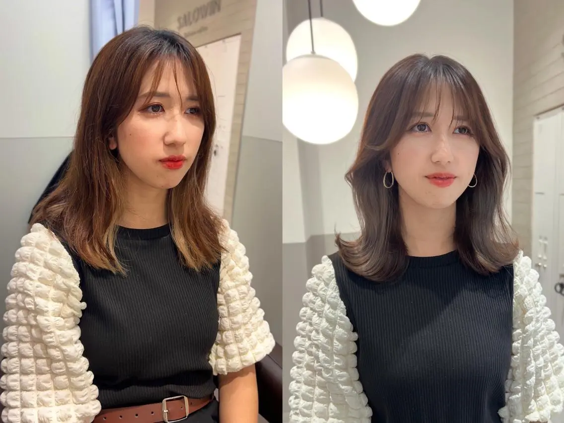 ミディアム くびれヘア 韓国モテhair🍑 momoのヘアスタイル