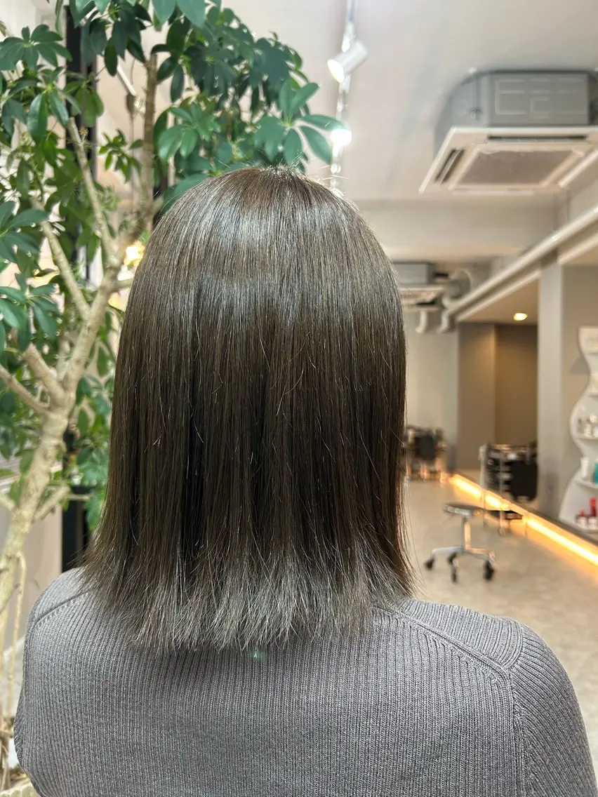 ミディアム カラー ベージュカラー オリーブベージュ ヘアカラー ひめな /ブリーチ/一宮のヘアスタイル