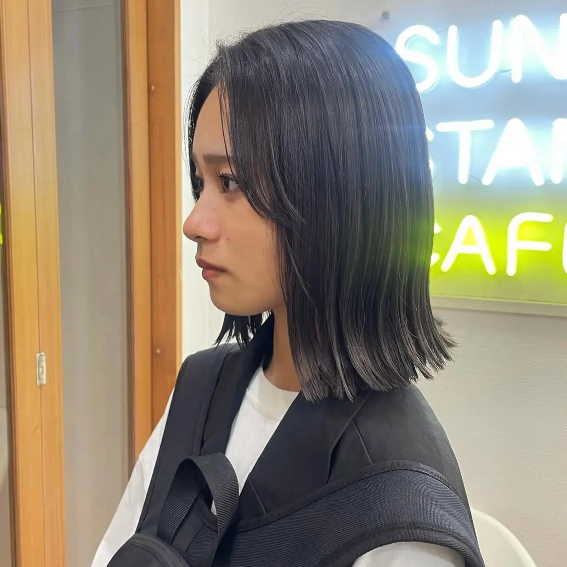 ミディアム 切りっぱなしボブ ボブ カット SUNC/🤎 オオクマ　カナエ🤎のヘアスタイル