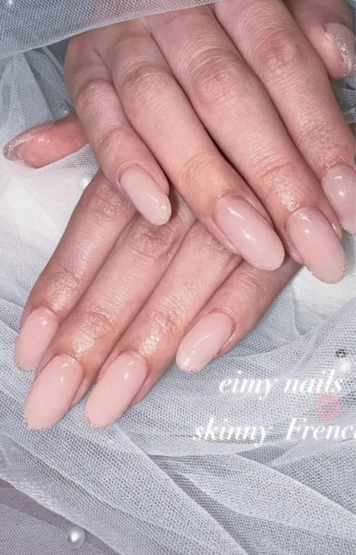 ネイル フレンチネイル ラメ(グリッター) オフィスネイル ワンカラーネイル ピンク ハンドネイル eimy nails♡のネイルデザイン