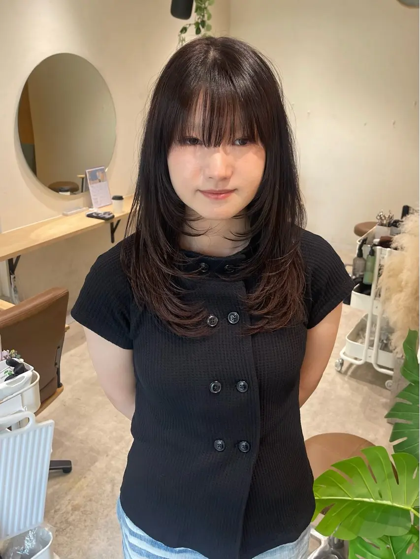 ロング カラー カット ヘアカラー トリートメント ミレイ/layer/ ブリーチなしWカラーのヘアスタイル