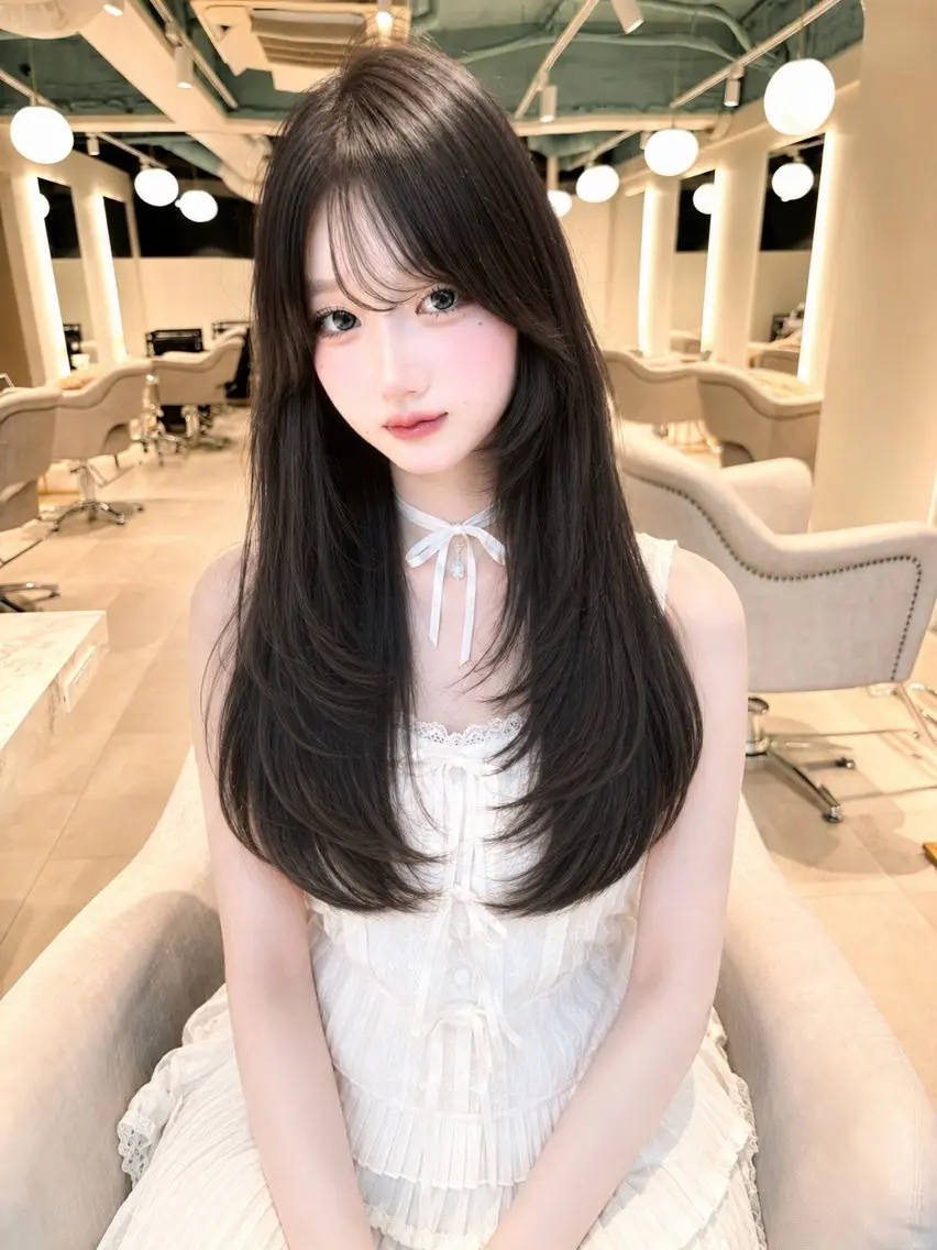 ロング 顔周り/レイヤー/ 銀座/kaede🎀のヘアスタイル