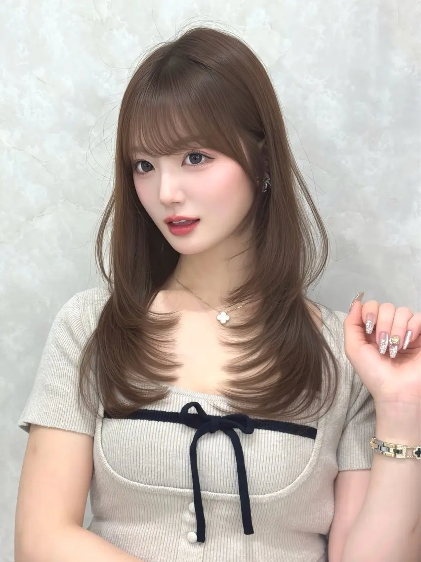 ミディアム カット ヘアカラー 似合わせ/レイヤー /顔まわり/池田歩樹のヘアスタイル