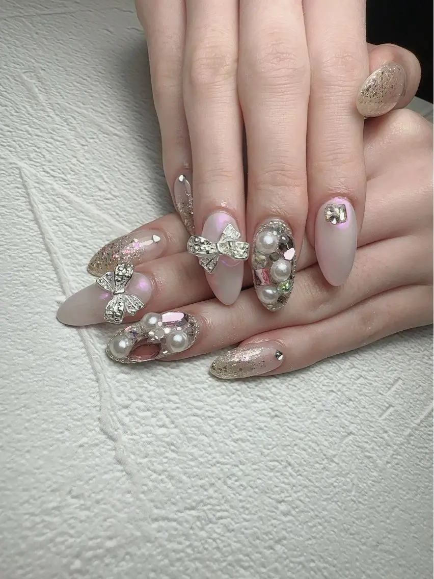 ネイル アートネイル 入学式 ハート マグネットネイル 持ち込み ハンドネイル Nailsalon Mimiy..♡のネイルデザイン