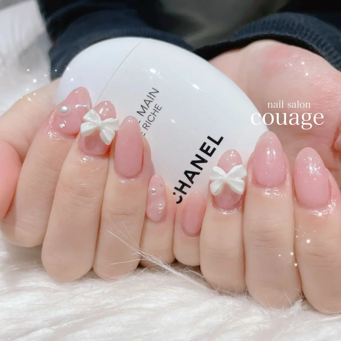 ネイル アートネイル リボン ハンドネイル ネイルサロン courageのネイルデザイン