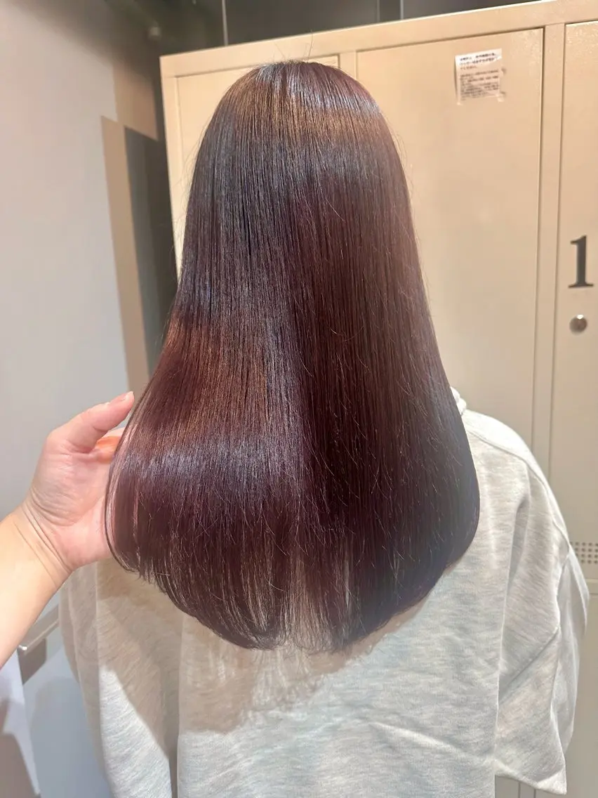セミロング カラー ブラウンカラー 透明感カラー ピンクカラー ピンクブラウン 縮毛矯正+モテカラー 🎀✨MIHOのヘアスタイル