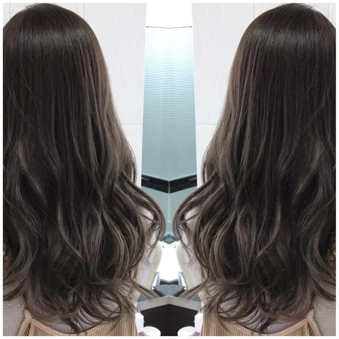 ロング カラー アッシュ ブリーチ 透明感カラー グレージュ ブリーチなしカラー ヘアカラー トリートメント ハタケヤマヨシキ ／BOOTHのヘアスタイル