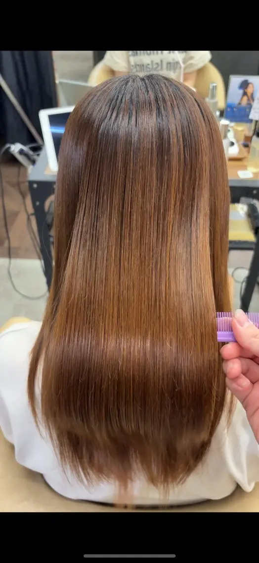 セミロング レイヤーカット 縮毛矯正 カット 縮毛矯正 トリートメント 横浜美容師 みつきのヘアスタイル