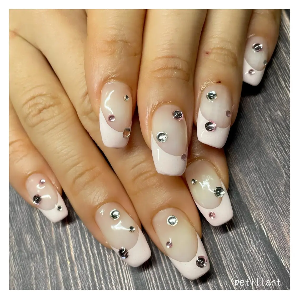 ネイル アートネイル フレンチネイル ピンク nail salon petillantのネイルデザイン