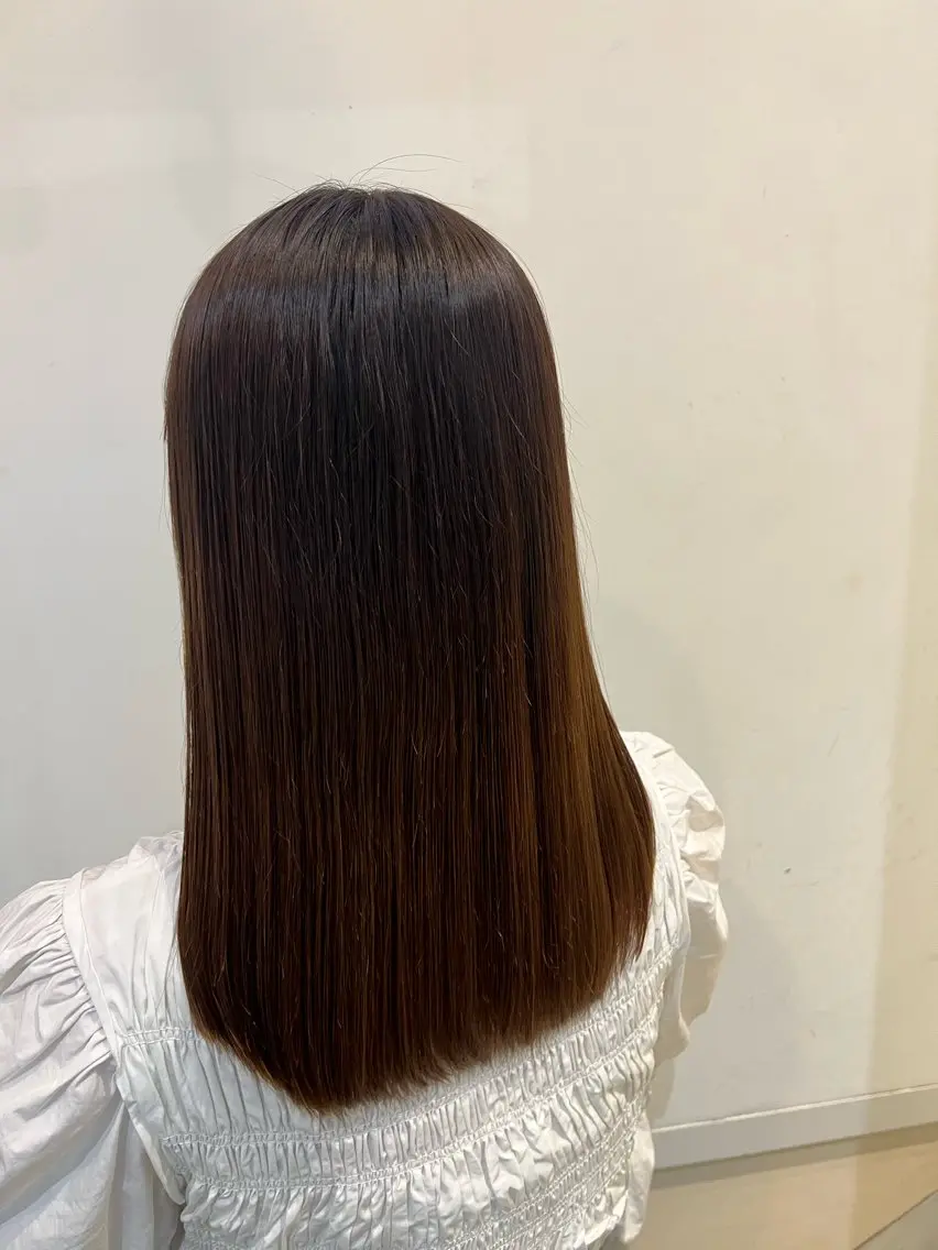 セミロング カラー 縮毛矯正 トリートメント ブリーチしない暖色 カラー🥀杉 優菜のヘアスタイル