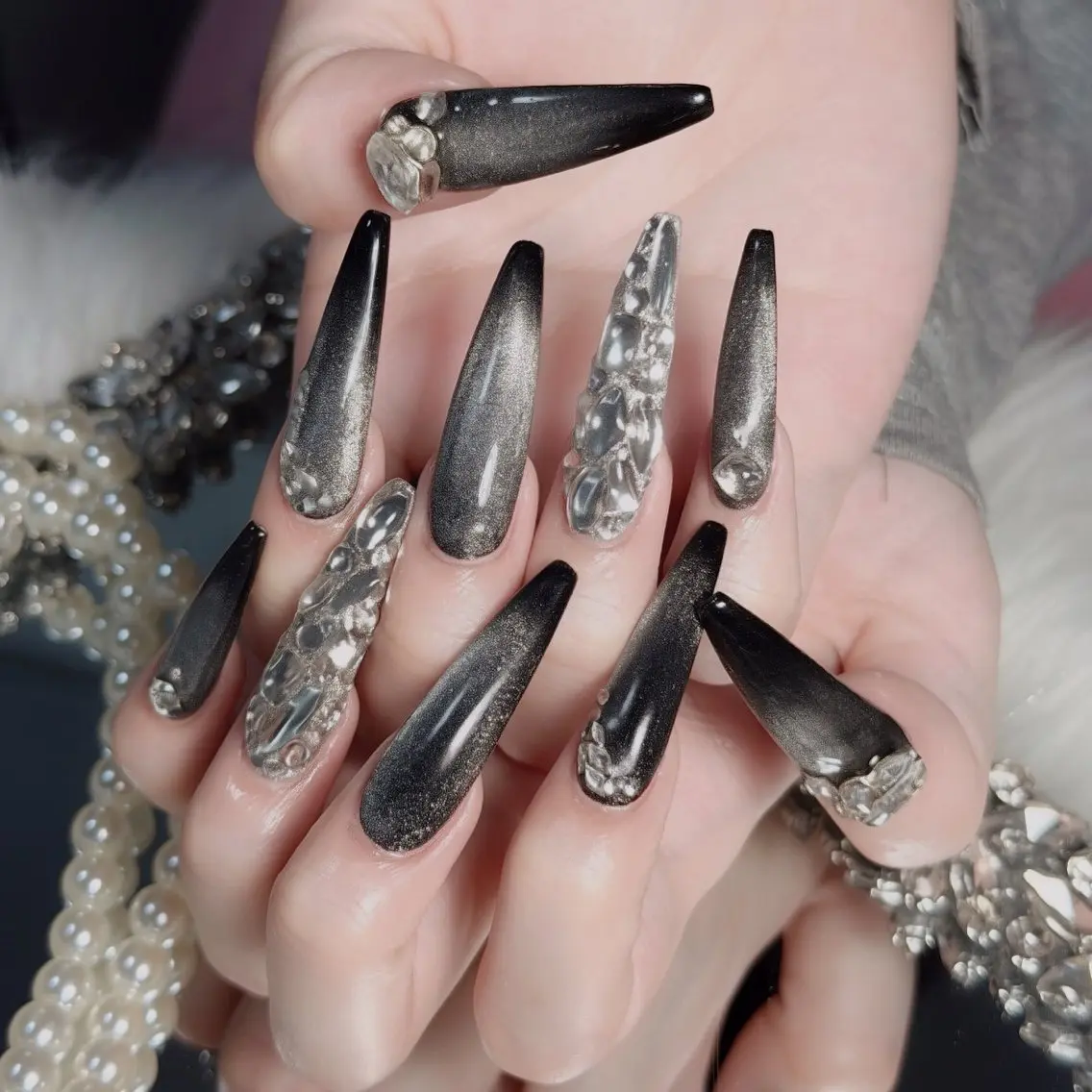 ネイル オーロラネイル 長さ出し フラッシュネイル フレンチネイル ジェルネイル ハンドネイル ハンドケア CiCi NailSalonのネイルデザイン