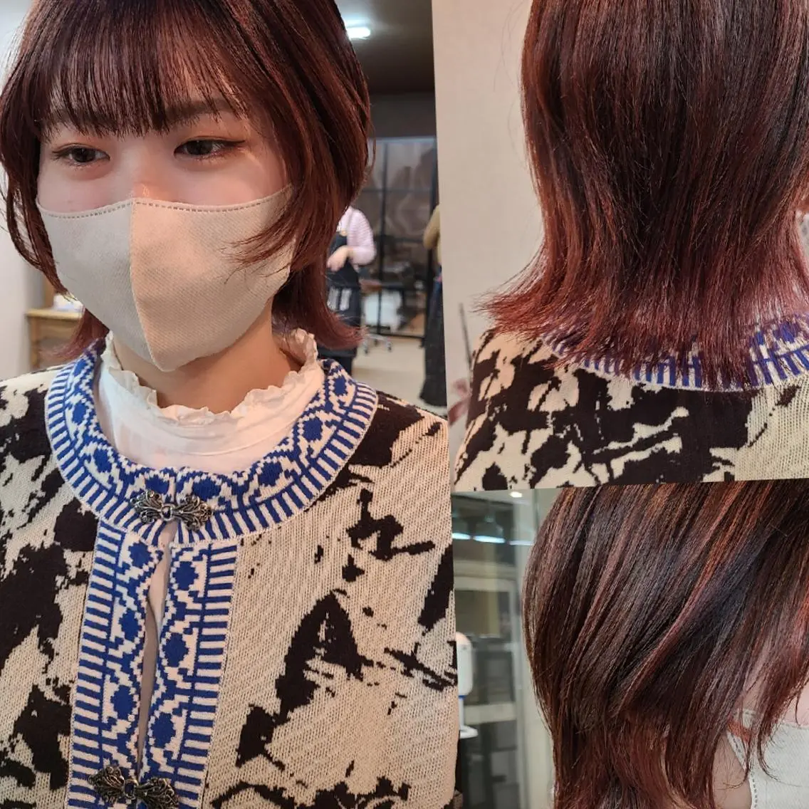 カラー ミディアム 似合わせカット ウルフカット 西田 理沙のヘアスタイル