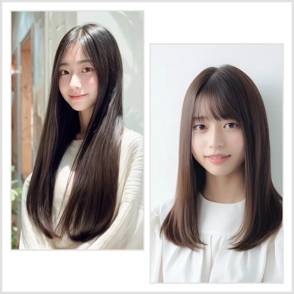 ロング ボブ 顔周りカット 髪質改善 レイヤーカット ロング カット ヘアカラー トリートメント RISE SWELL 江坂momoneのヘアスタイル