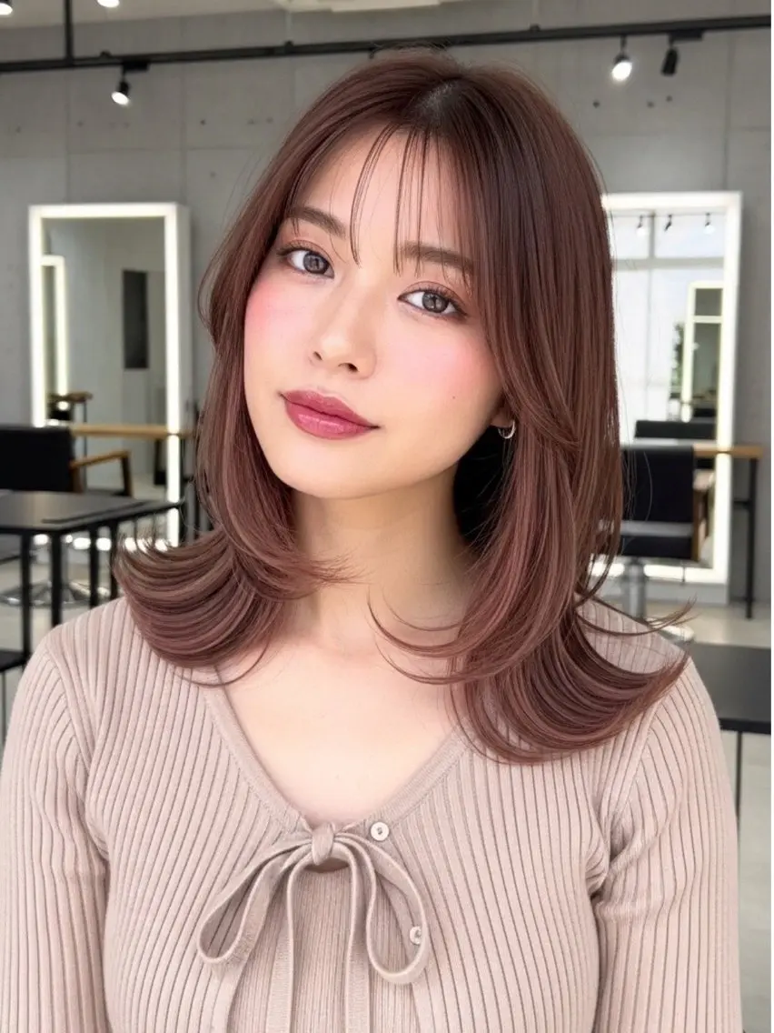 ミディアム カット ヘアカラー 似合わせボブ✖️ 韓国レイヤー✨小関のヘアスタイル