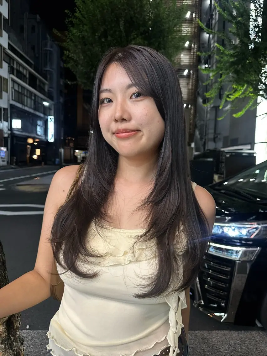 ロング カラー ヘアアレンジ タイトボブ個性派カラ ーAKANEのヘアスタイル