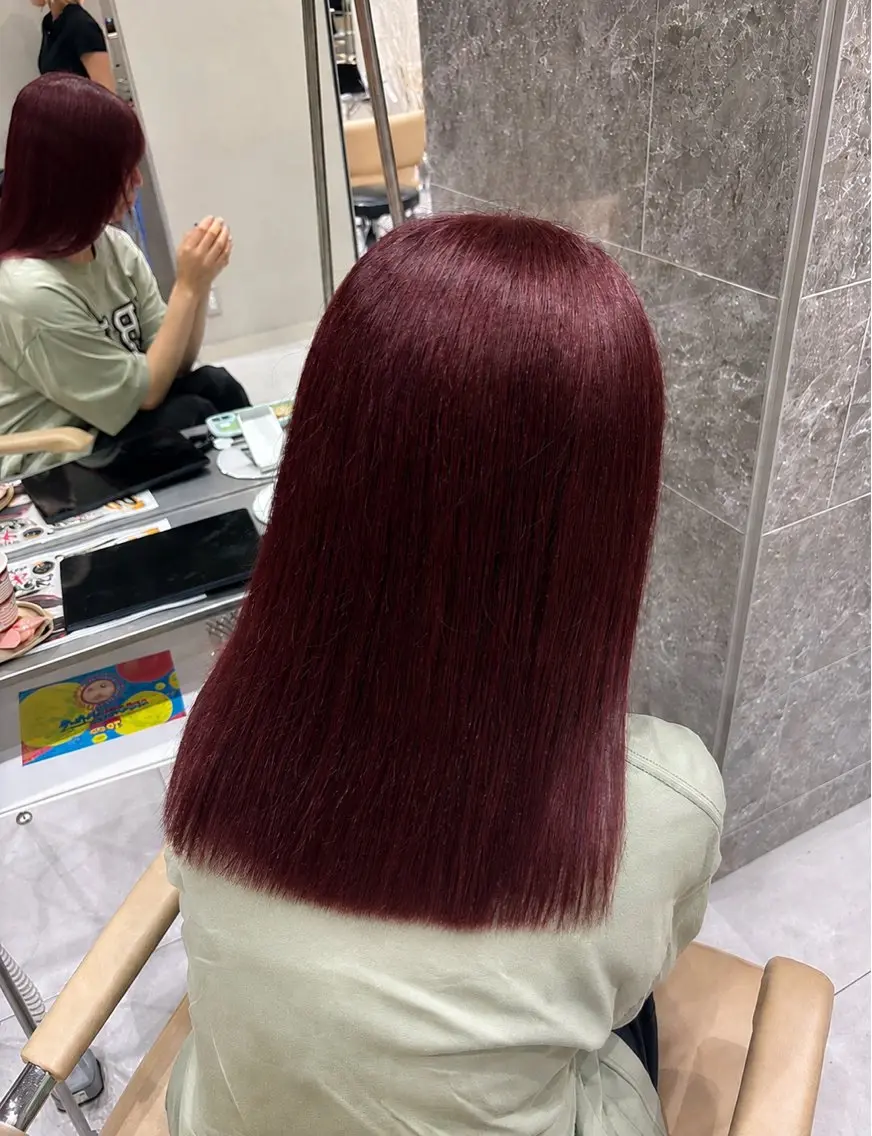 ミディアム カラー カット ヘアカラー 暖色/ブリーチカラー /ボブ/本間陽南のヘアスタイル