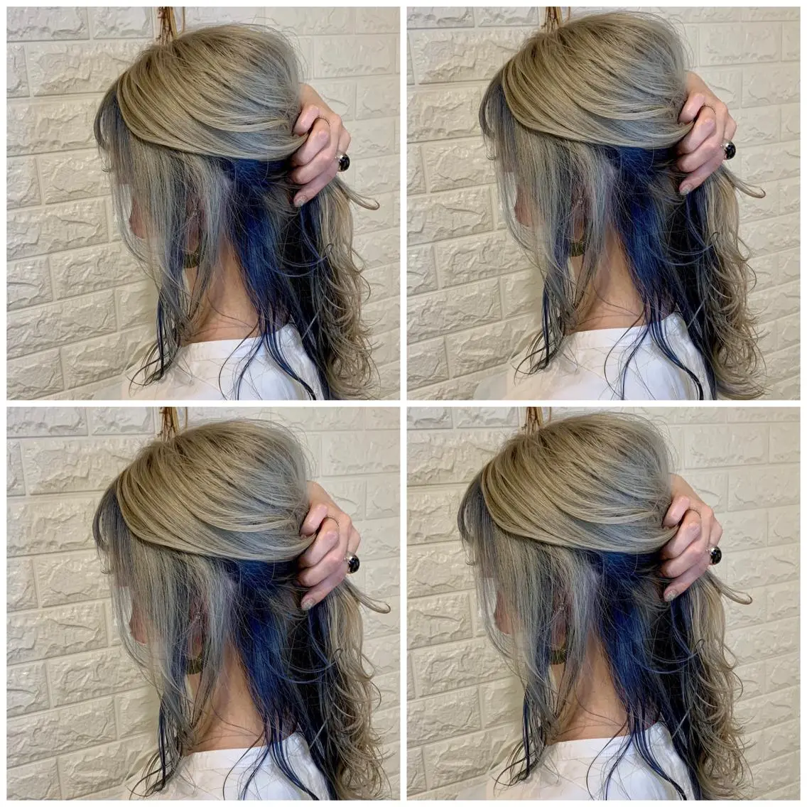 セミロング カラー ブルーカラー ネイビーカラー シルバー ヘアカラー ハイトーン/ブリーチ 山崎 悠次のヘアスタイル