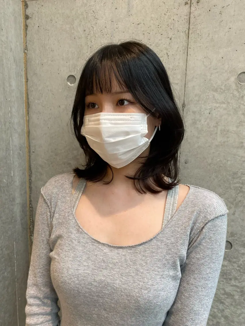 ミディアム カラー カット ヘアカラー トリートメント Saki/レイヤー/ 柔色カラー/顔まわりのヘアスタイル