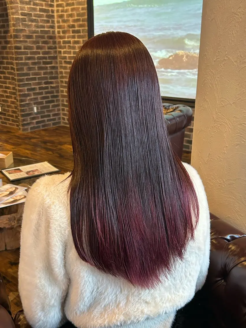 ロング カラー ヘアアレンジ ヘアカラー トリートメント Rina🌷 ダメージレスカラーのヘアスタイル
