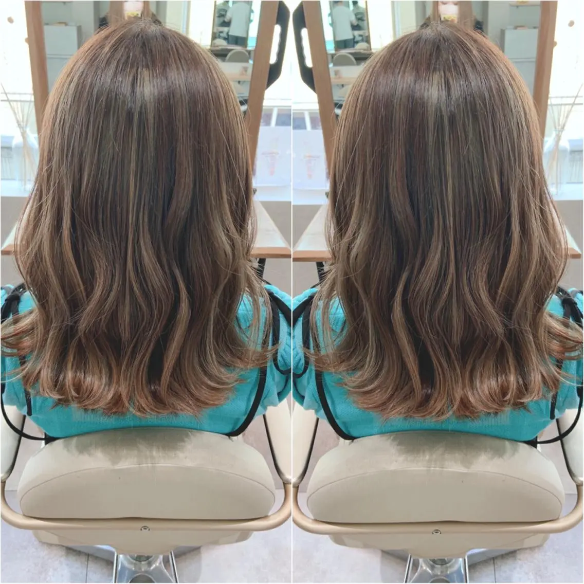 ミディアム カラー ヘアアレンジ ベージュカラー ブリーチ ハイライトカラー ハイライト 韓国hair🦋 Nanaのヘアスタイル