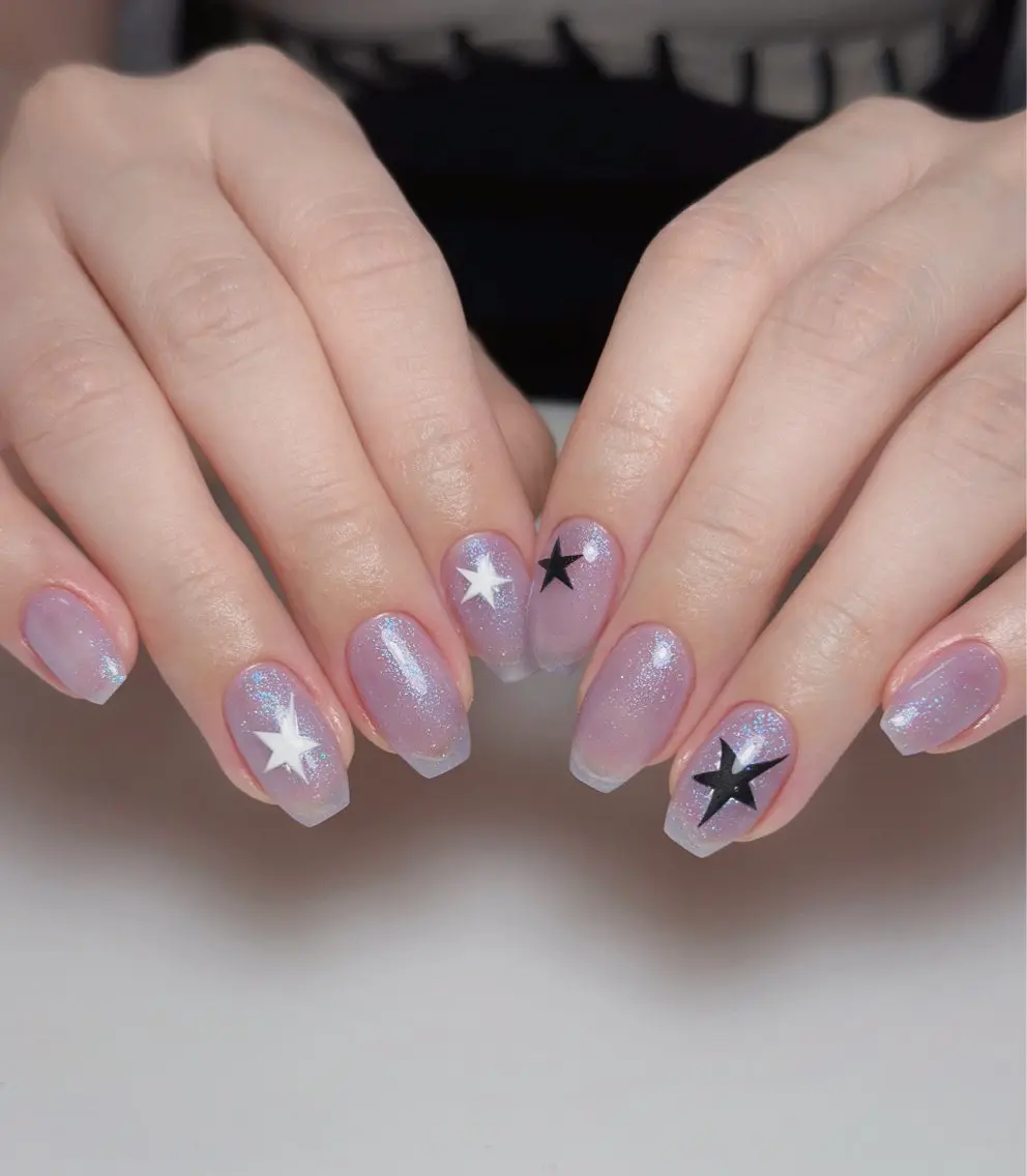 ネイル オーロラネイル 長さ出し フットネイル 韓国ネイル ラメ(グリッター) ハンドネイル 👍thumbs up nail👍のネイルデザイン