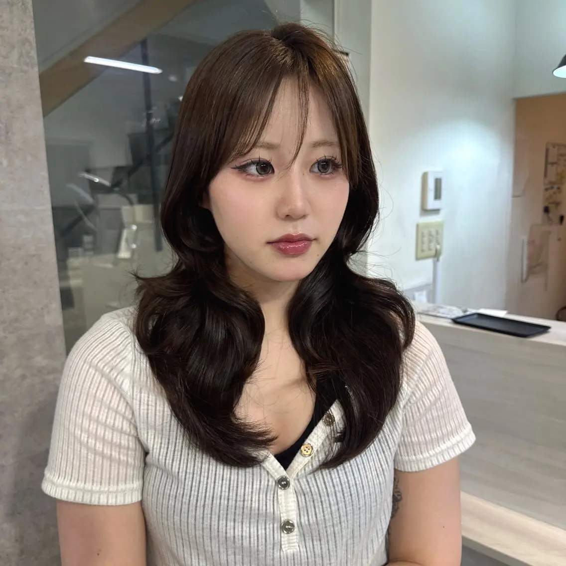 セミロング カラー カット ヘアカラー トリートメント Rena/韓国 /ワンホンヘアのヘアスタイル
