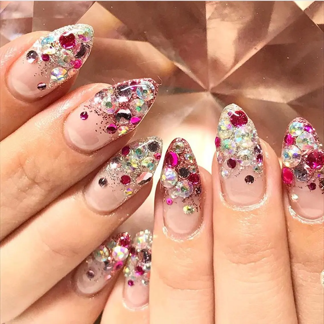 ネイル 渋谷／チップ長さ出し 👑アプレgel-xのネイルデザイン