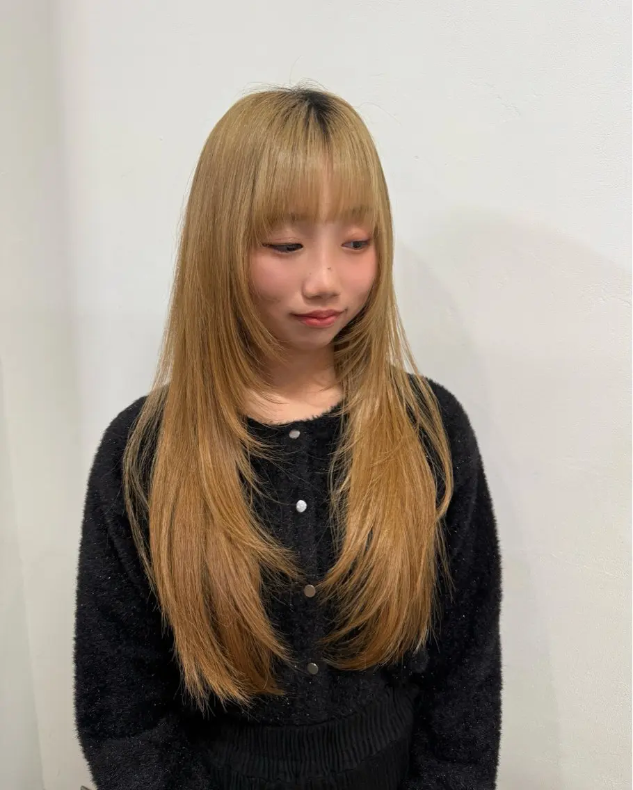 ロング ハイレイヤー レイヤーカット ロング カット トリートメント 【韓国レイヤー特化 ハッシュカット】のヘアスタイル