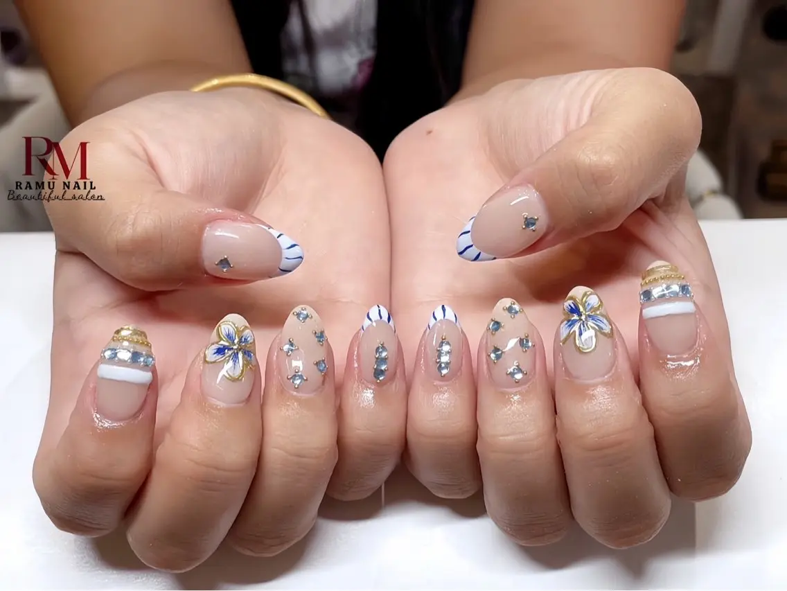 ネイル キラキラネイル マグネットネイル ミラーネイル ピンク 夏ネイル ハンドネイル RAMU Nail 恵比寿店のネイルデザイン