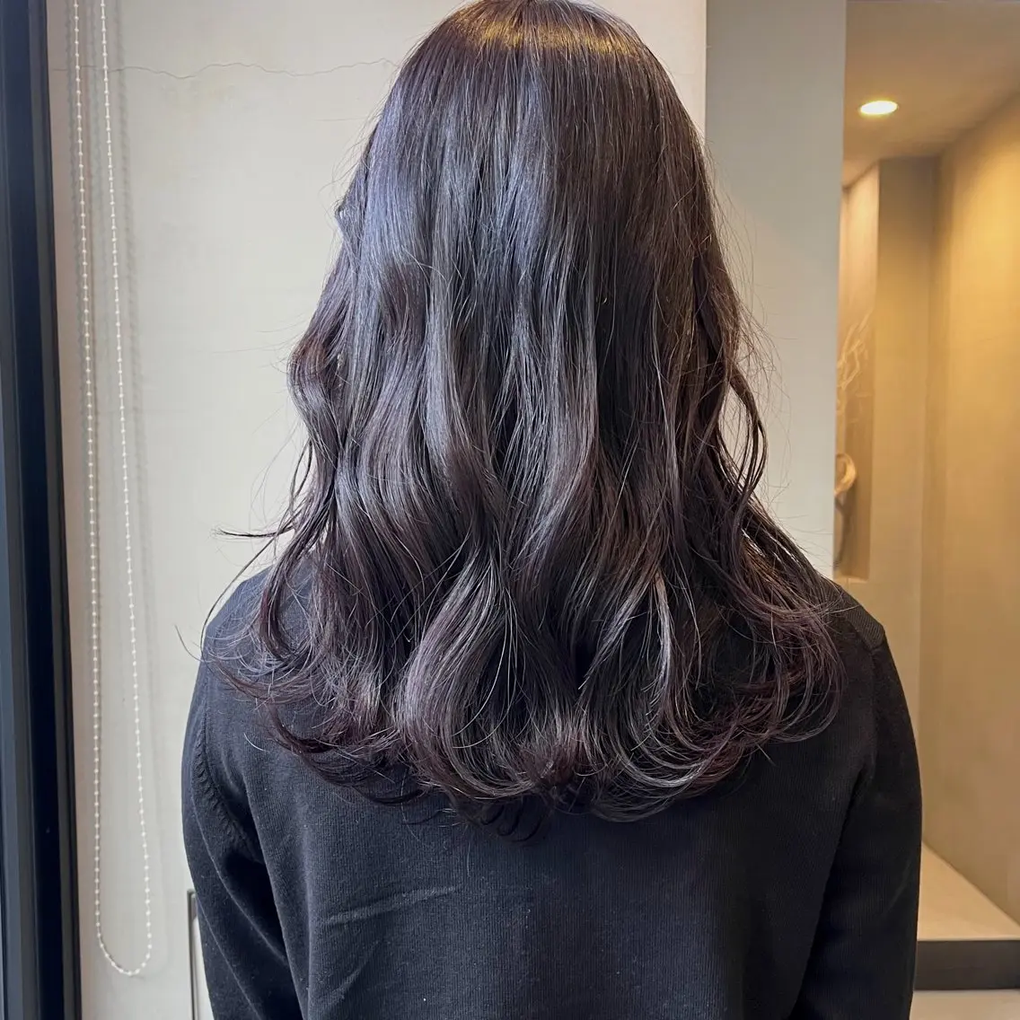 セミロング カラー グレージュ パープルカラー パープルグレージュ カット ヘアカラー なな/ICI/レイヤ ーパーマ/上前津のヘアスタイル