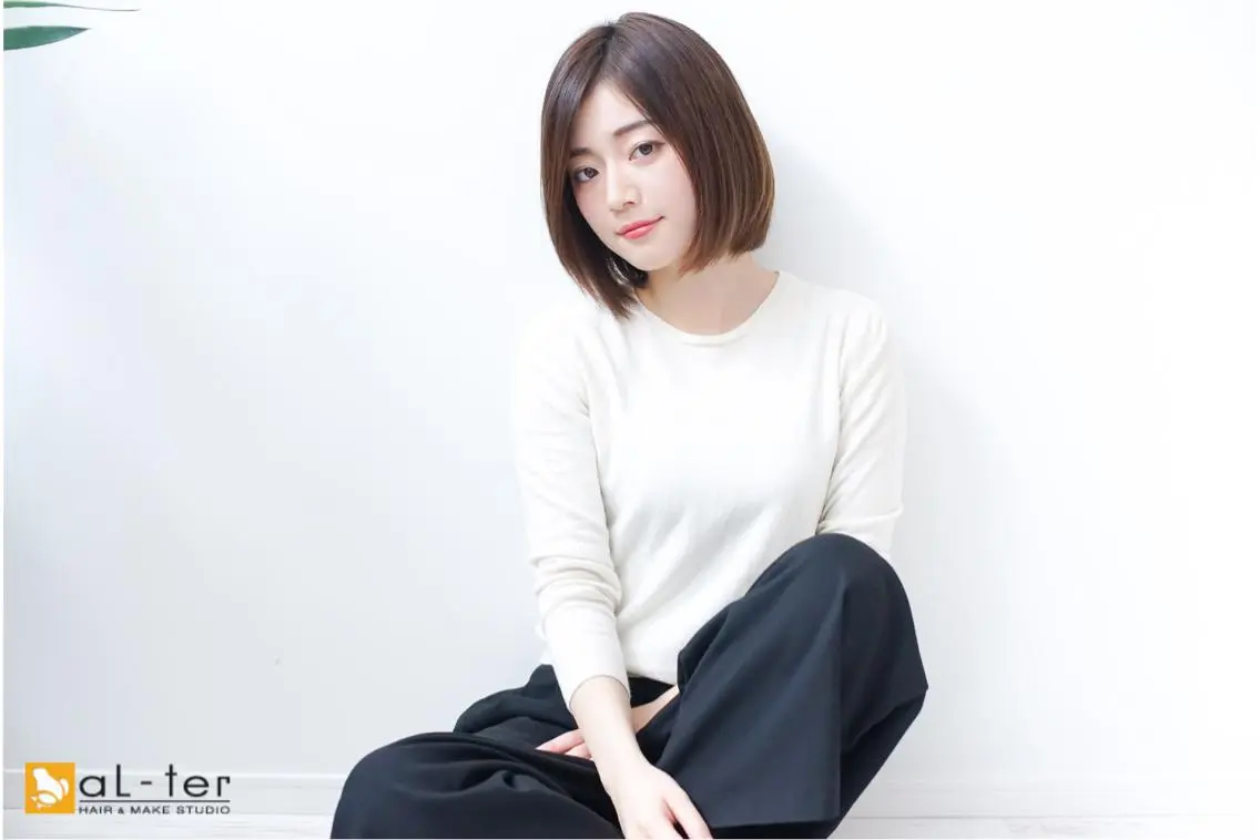 ショート カラー アッシュ 黒髪 グレージュ イルミナカラー ボブ TAKU　小顔カット 大人女性💇専門のヘアスタイル