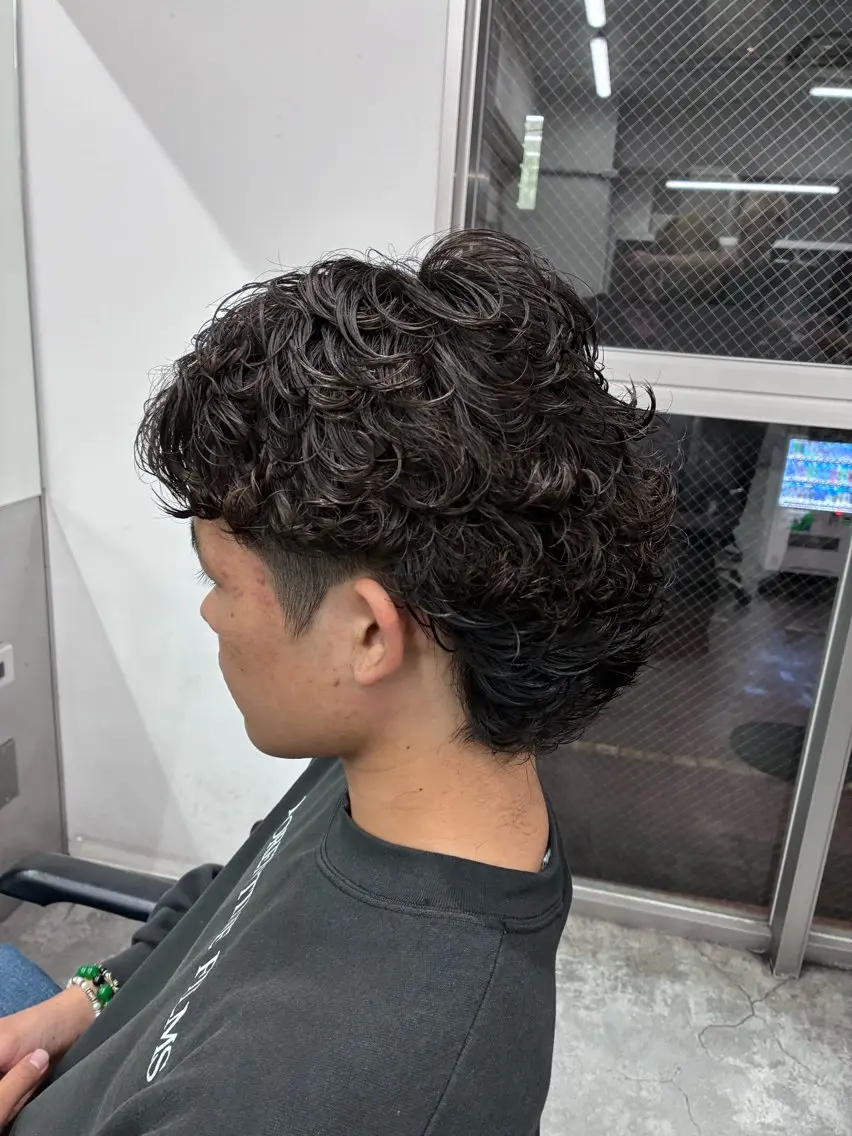 ショート パーマ メンズ マレットヘア カット パーマ トリートメント ヘアセット 💈海外風パーマ 💈メンズ/颯太のヘアスタイル