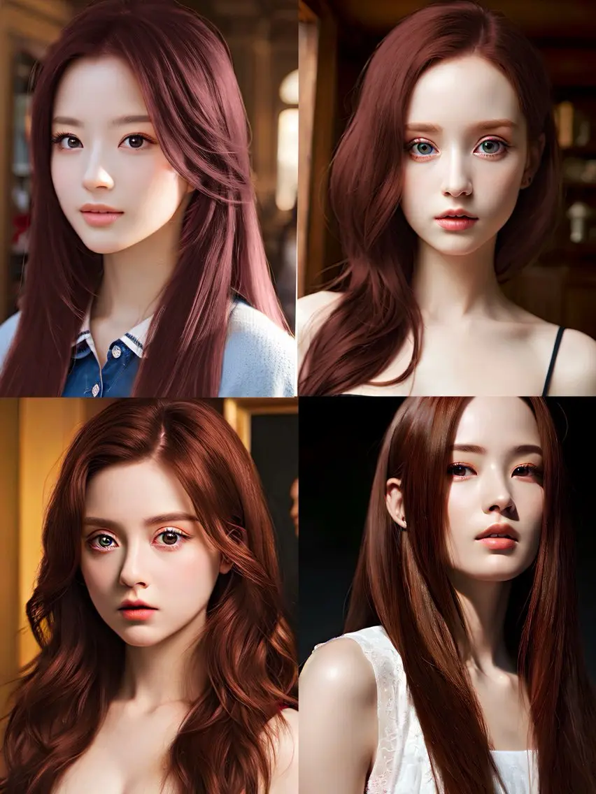 セミロング カラー ヘアアレンジ ブリーチ ボルドーカラー ブラウンカラー カシス ダブルカラー ヘアカラー トリートメント 🎈ブリーチなし暖色 カラー/レッド/ゆいのヘアスタイル