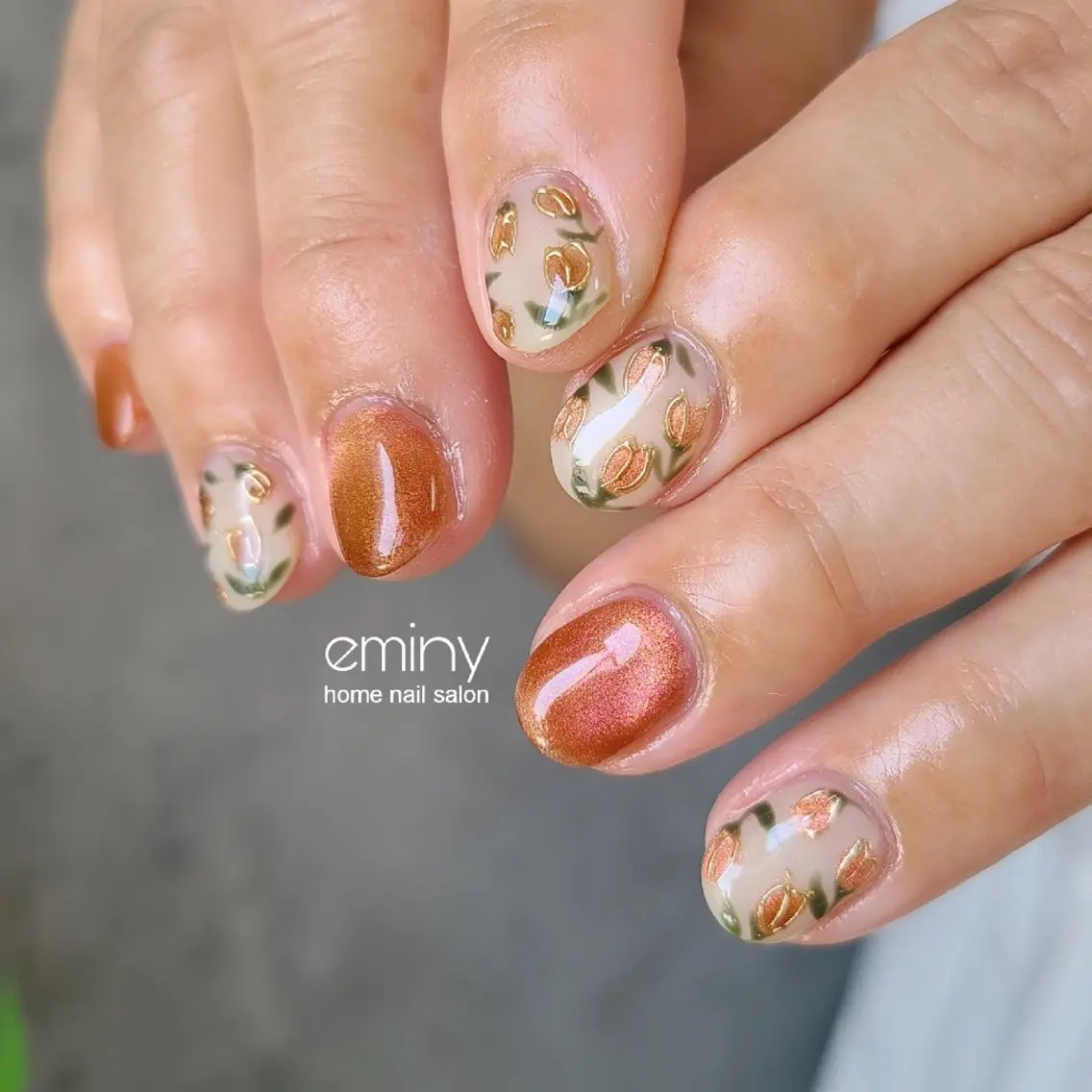 ネイル フラワーネイル ジェルネイル 韓国ネイル マグネットネイル ミラーネイル ハンドネイル nail salon  eminyのネイルデザイン