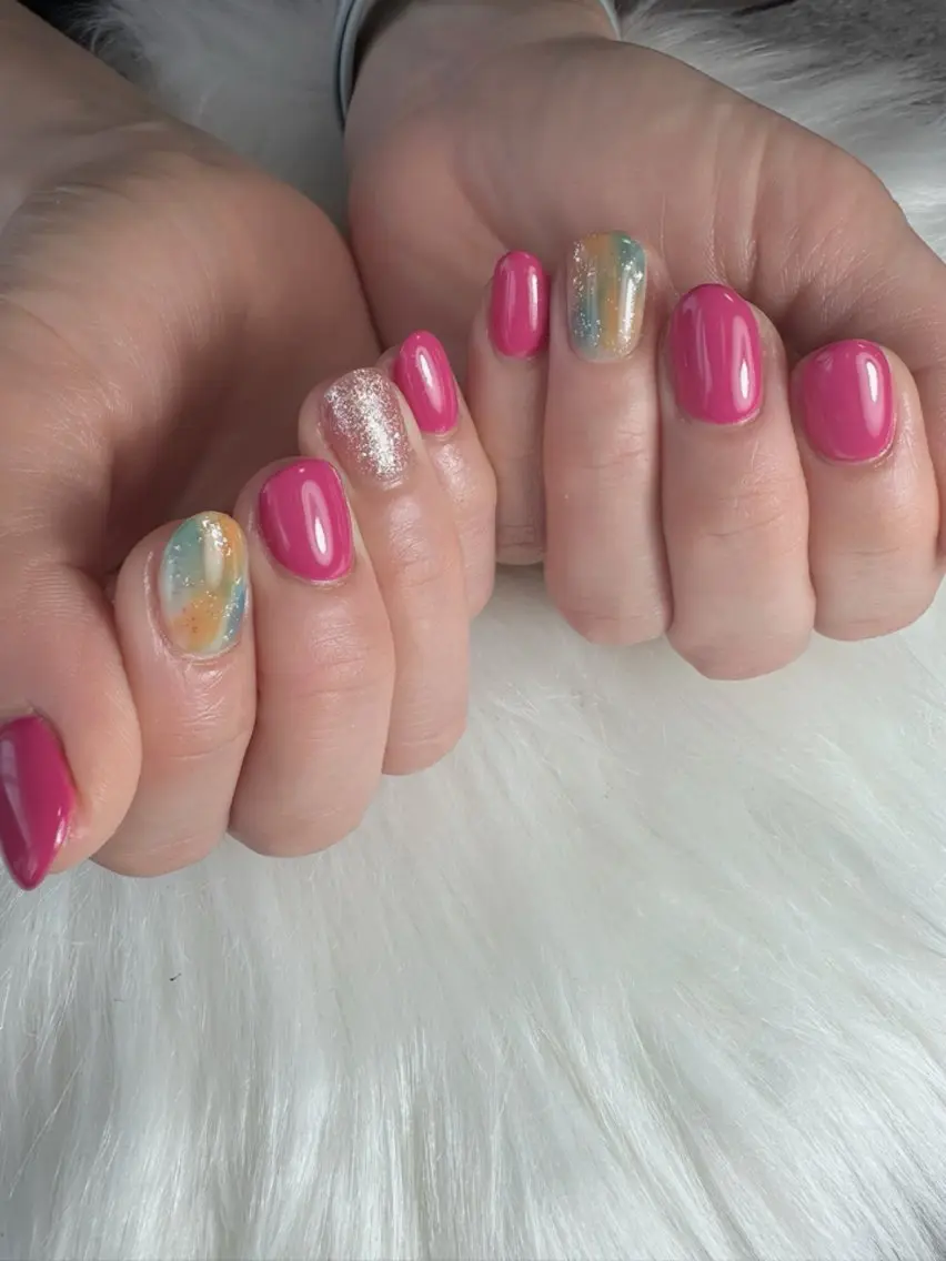ネイル ニュアンスネイル ピンク ショートネイル uinail 【ウイネイル】のネイルデザイン