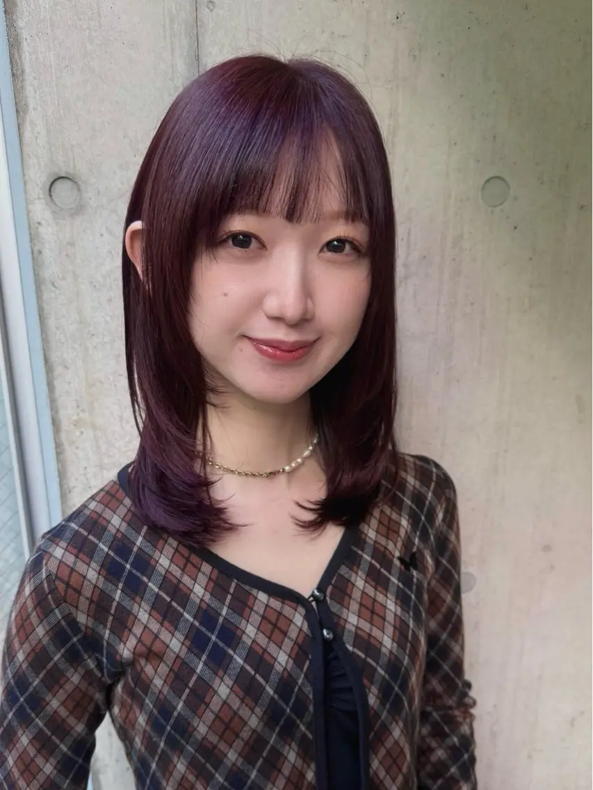 ミディアム カラー カット ヘアカラー トリートメント 似合わせレイヤー/ ケアパーマ/高倉のヘアスタイル