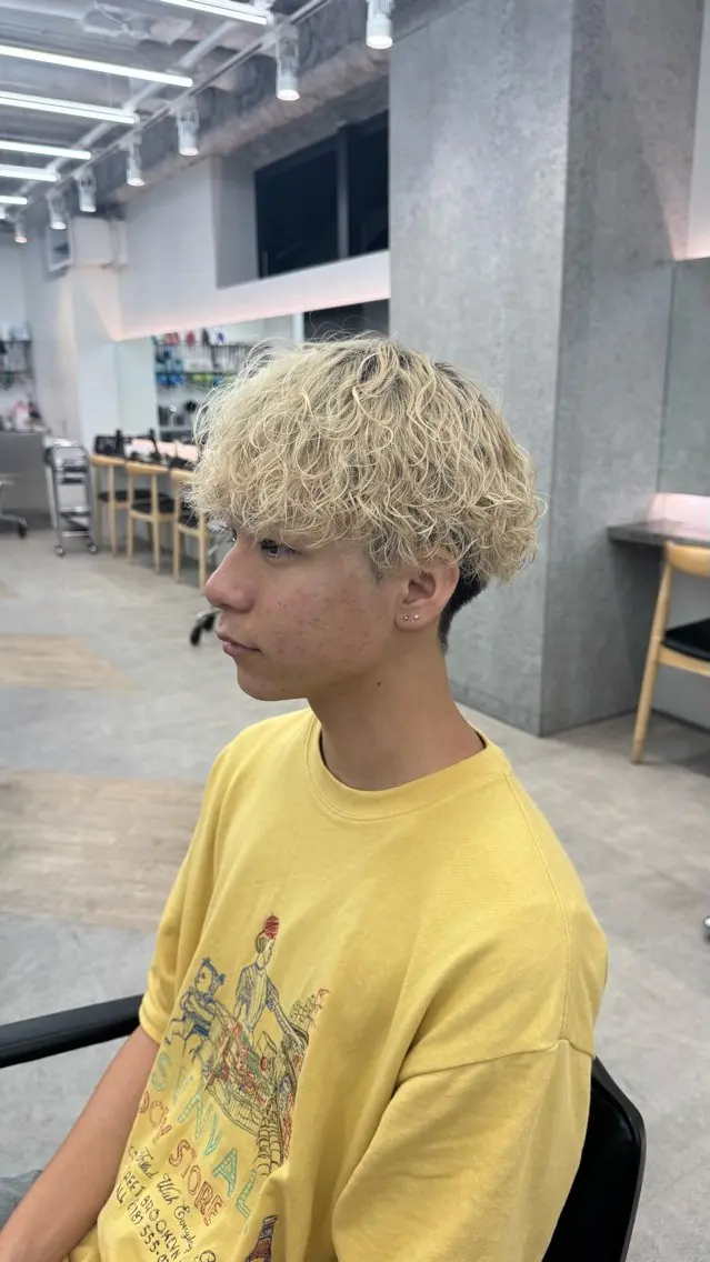 ショート パーマ メンズ メンズブリーチ メンズパーマ カット パーマ 名古屋栄パーマ/ fifth栄/秀虎のヘアスタイル