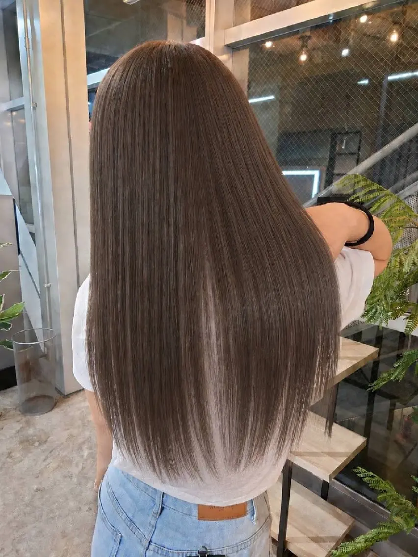 ロング ケアカラー 縮毛矯正✨艶髪 シノハラ✨髪質改善のヘアスタイル
