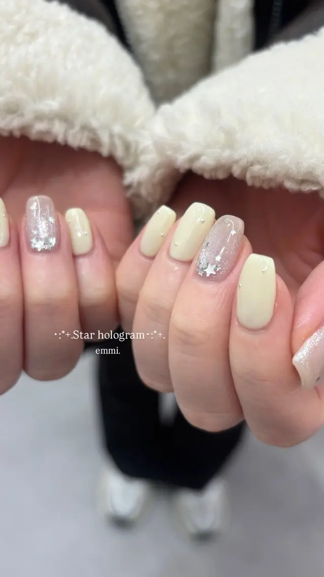 ネイル フレンチネイル ガーリー 韓国ネイル 春ネイル スクエアネイル ハンドネイル emmi nailのネイルデザイン