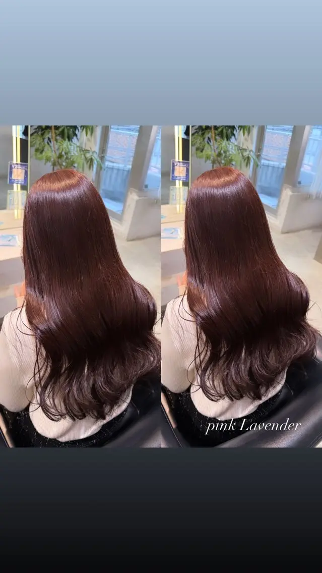 ロング カラー ラベンダーカラー ピンクカラー ピンクラベンダー ヘアカラー 暖色カラー/ ストレート/くるみのヘアスタイル