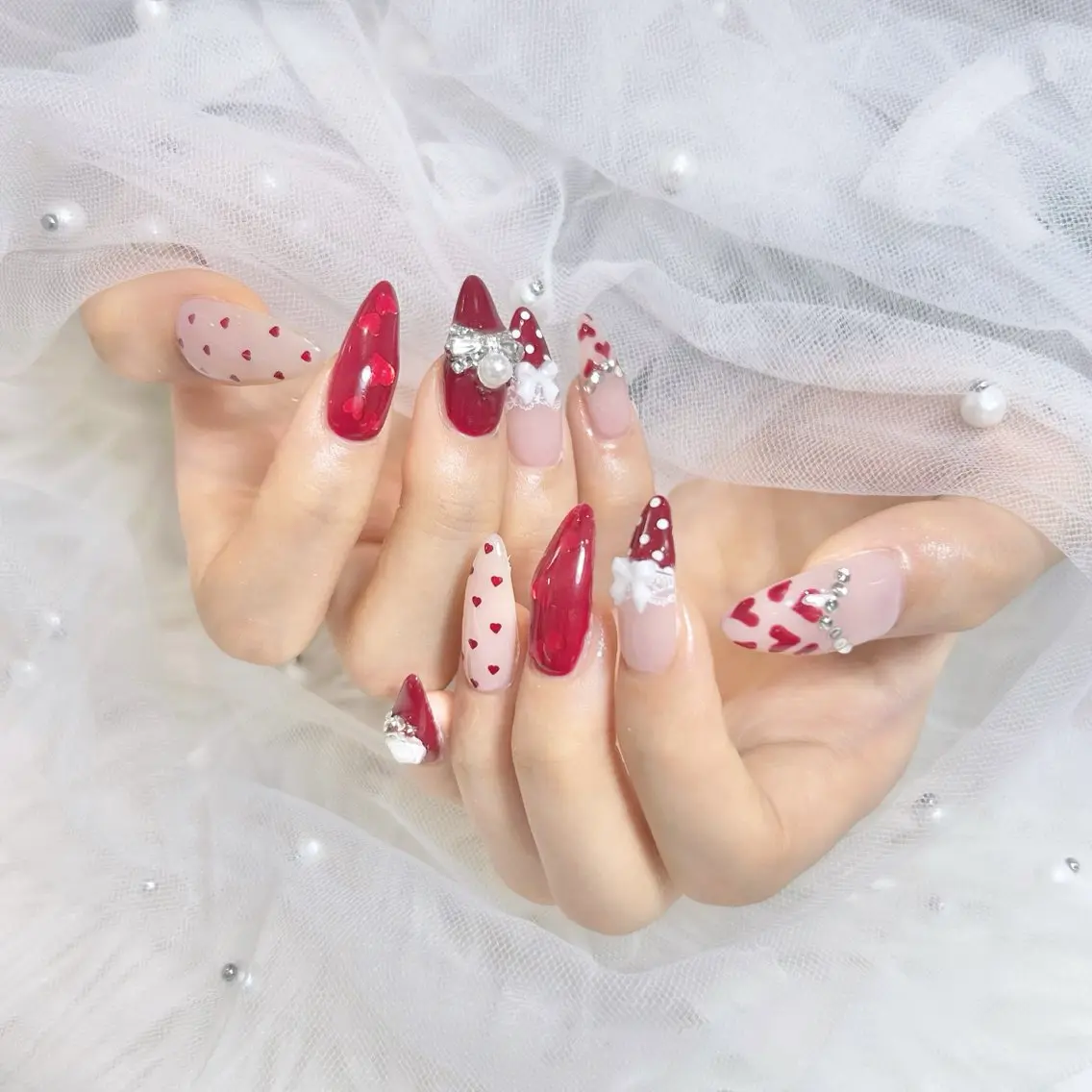 🉐期間限定🉐オフあり🍒持ち込みデザイン90分+パーツつけ放題🎀お好きなだけ🎀の写真