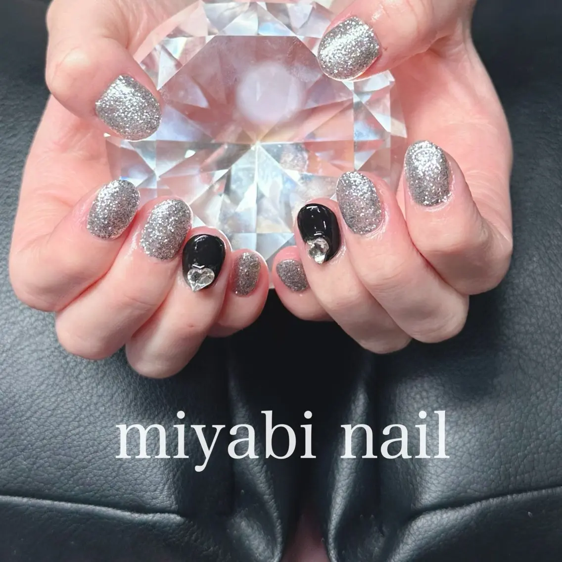 ネイル ジェルネイル ハート キラキラネイル ラメ(グリッター) 持ち込み ハンドネイル miyabi nail 桂川駅近くのネイルデザイン