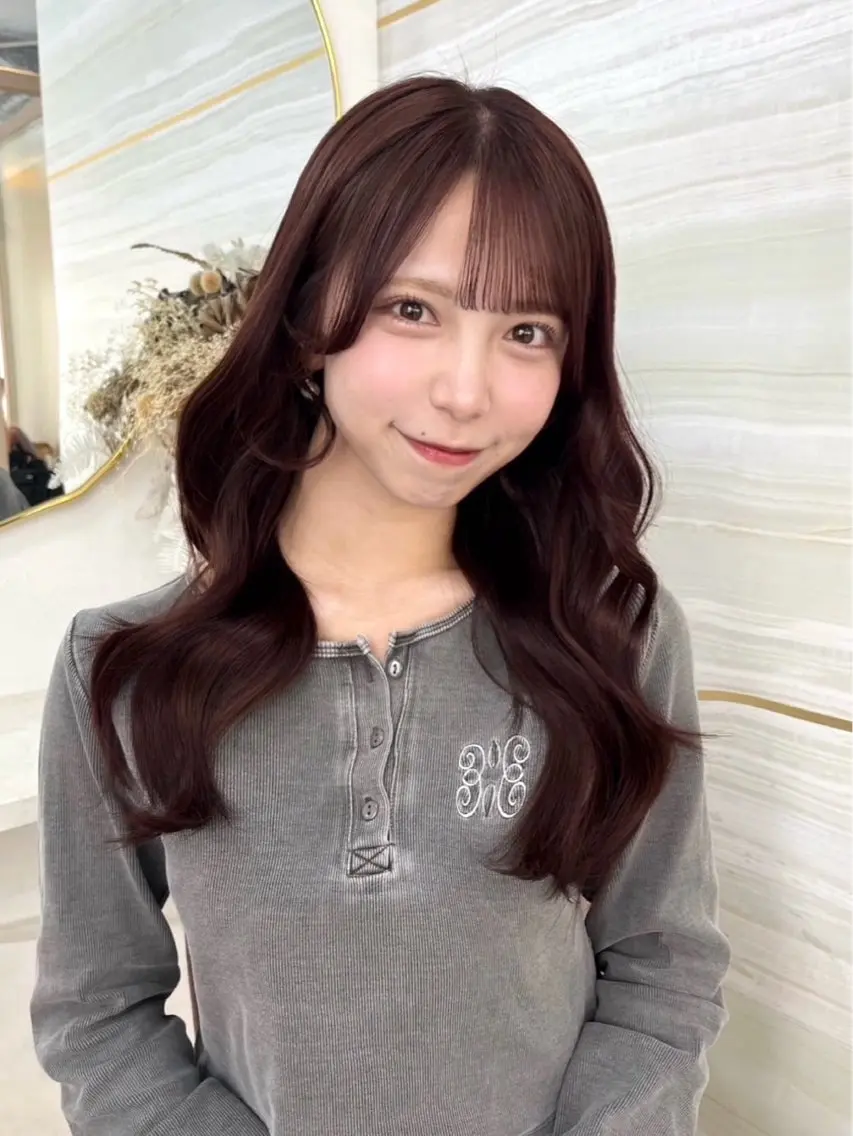 ロング カラー ブラウンカラー ピンクカラー ピンクブラウン 韓国風ヘア レイヤーカット ヘアカラー あみ/暗髪オリ ーブ特化🍃髪質改善のヘアスタイル