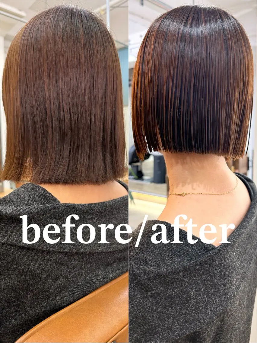 ミディアム 切りっぱなしボブ ボブ カット 須藤　優真 切りっぱなしボブのヘアスタイル