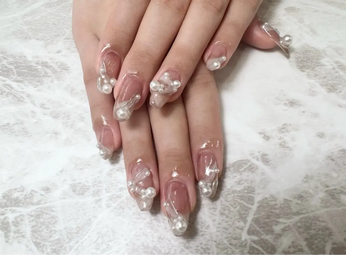 ネイル レース スクエアネイル Alococo nail🎀miyuのネイルデザイン