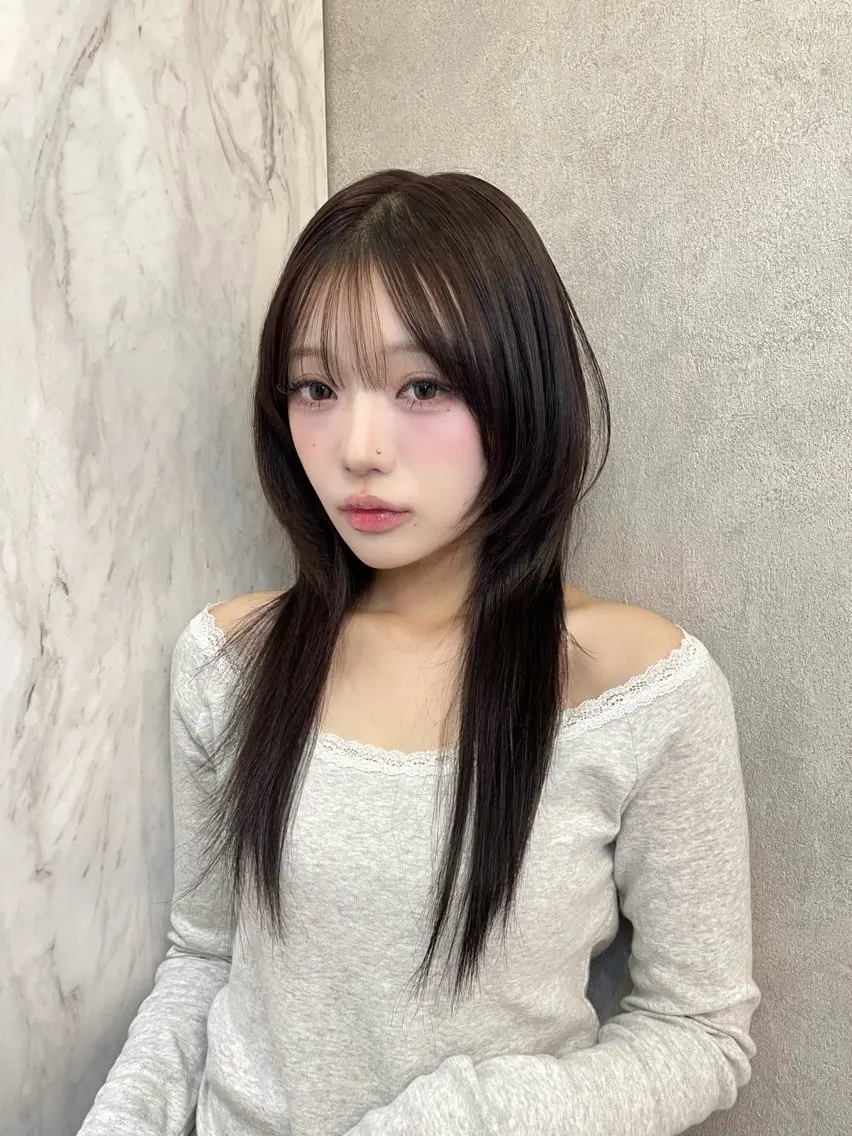 ロング ハッシュカット 韓国風ヘア ハッシュカット/ 水光艶カラー/RINのヘアスタイル