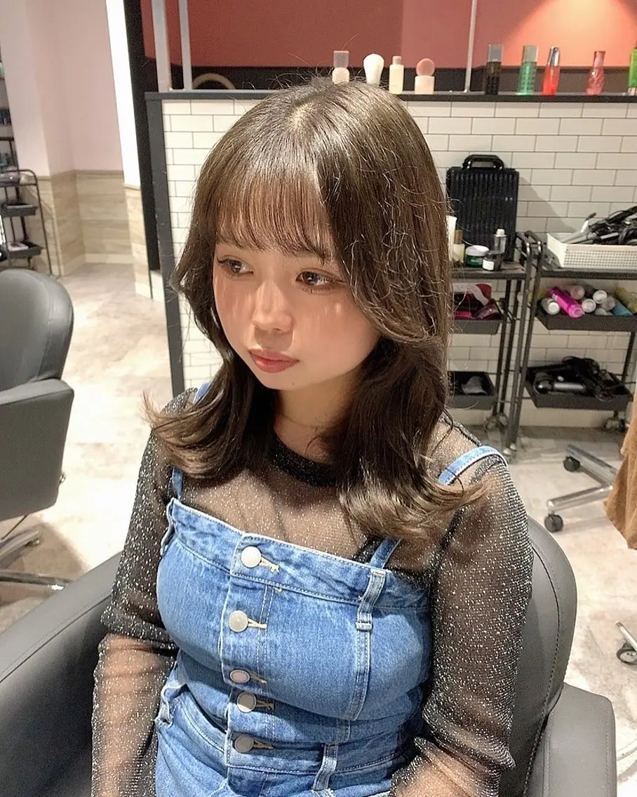 ミディアム カット ヘアカラー 🎀韓国風顔周り× 透明感/梅田/アリサのヘアスタイル