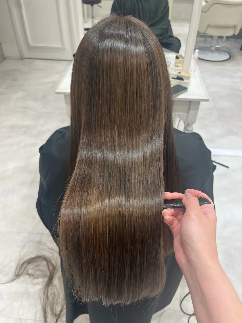 ロング カット ヘアカラー 縮毛矯正 Barrel天王寺 satokoのヘアスタイル