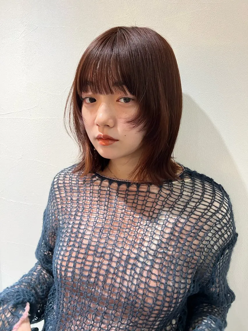 ミディアム オリーブカラー/みづ き/ボブパーマ🤍のヘアスタイル